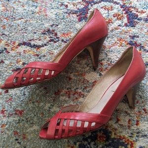 Van Eli red leather heels